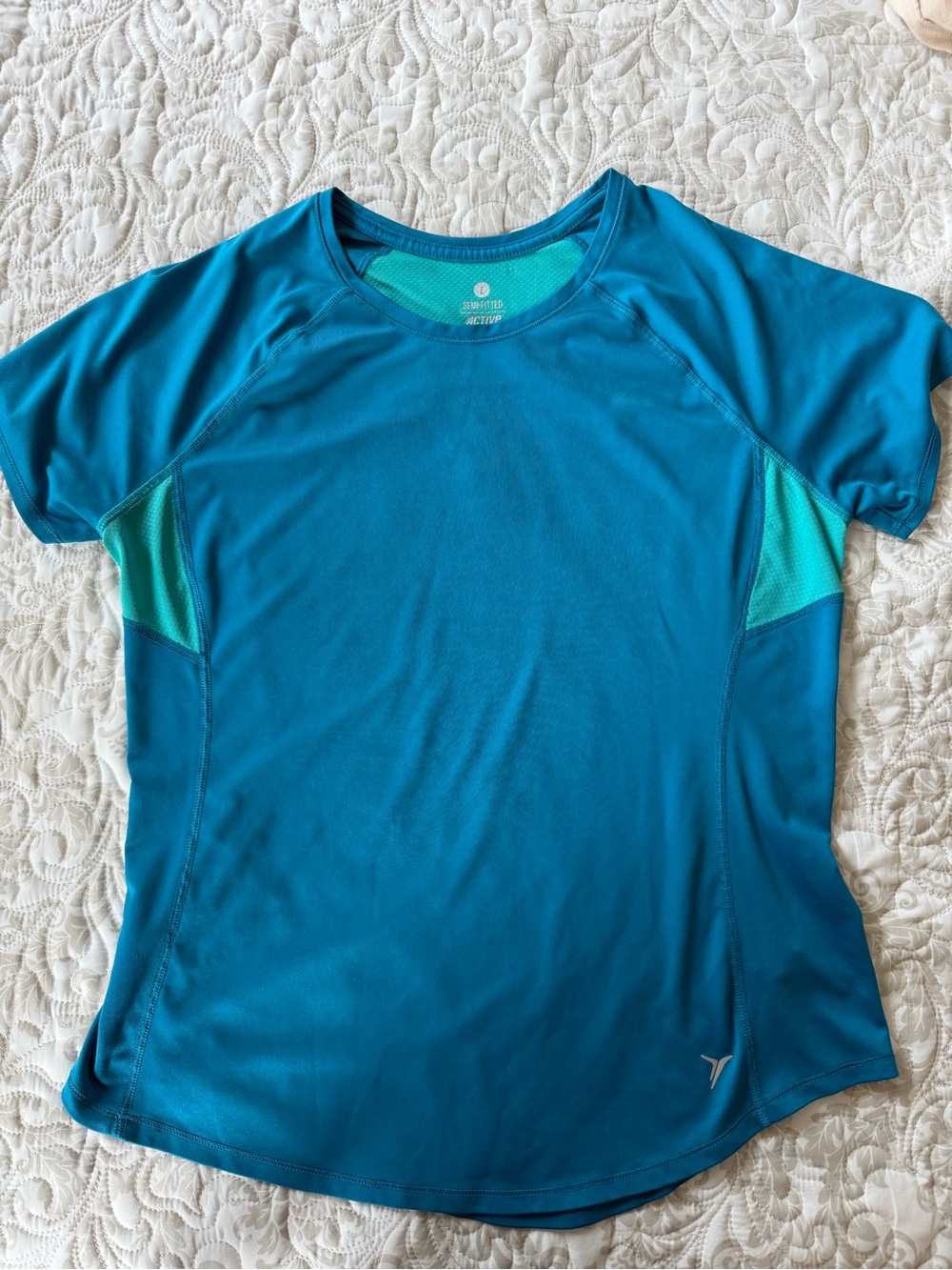 Old Navy Teal Short-Sleeve Active Tee with Mint Panels